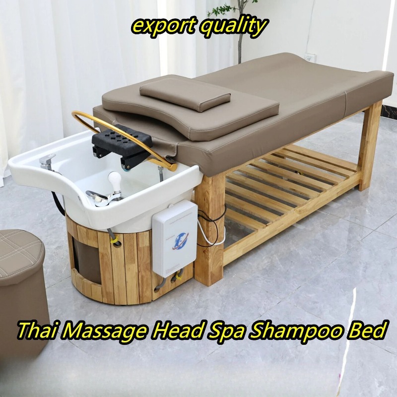 Spa Wellness And Beauty - Solid Wood Head Therapy Shampoo Bed