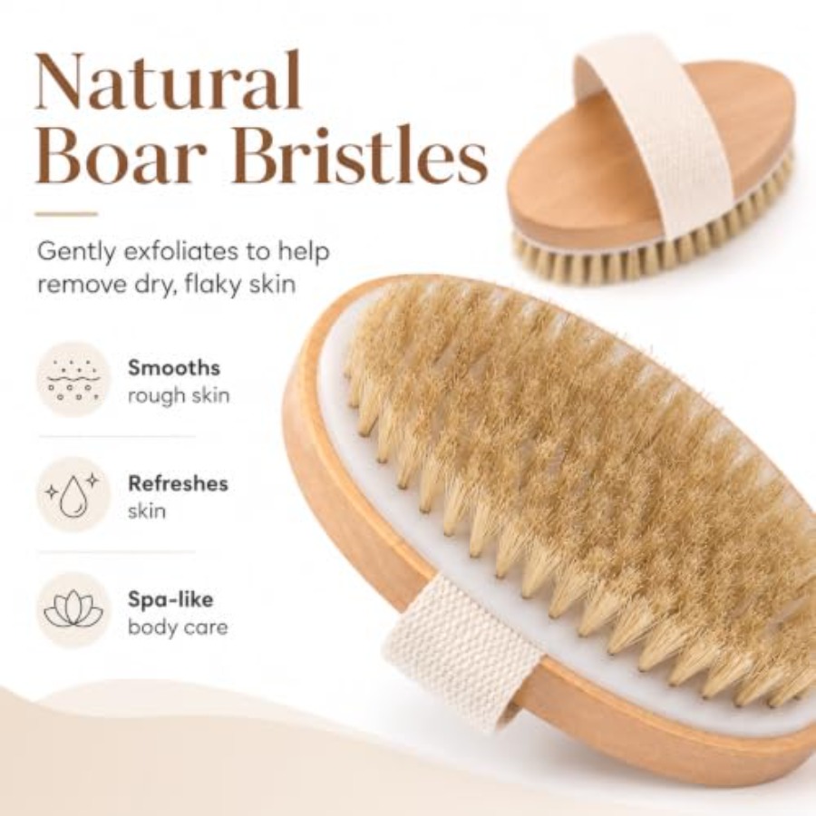 Dry Body Brush 2 Pack, Natural - đánh giá và giá Dry Brush Body