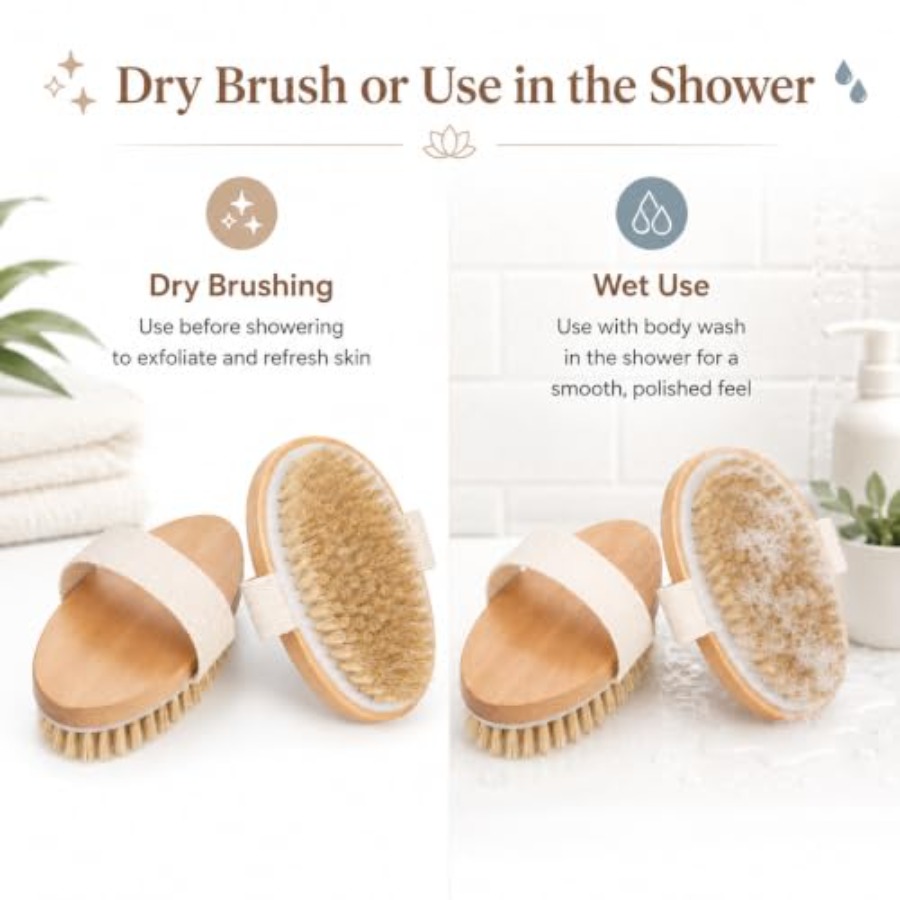 Dry Body Brush 2 Pack, Natural - đánh giá và giá Dry Brush Body